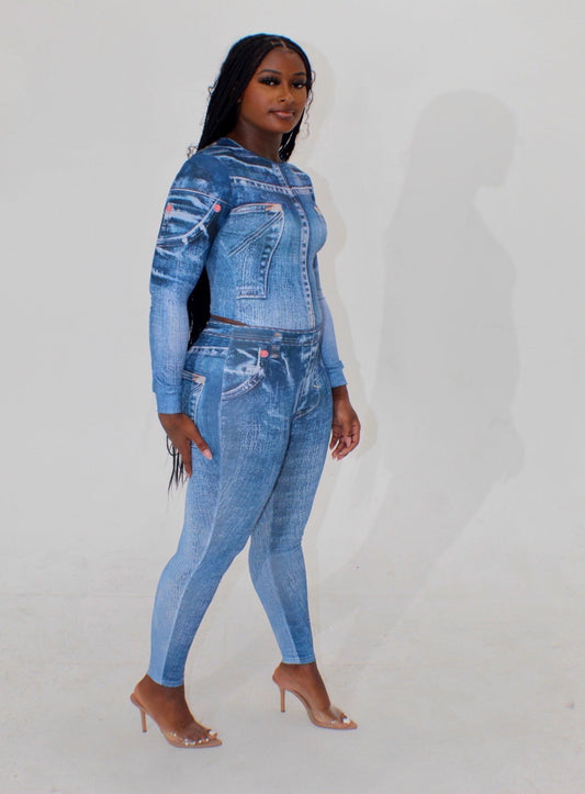 The Perfect Denim Print Legging Set